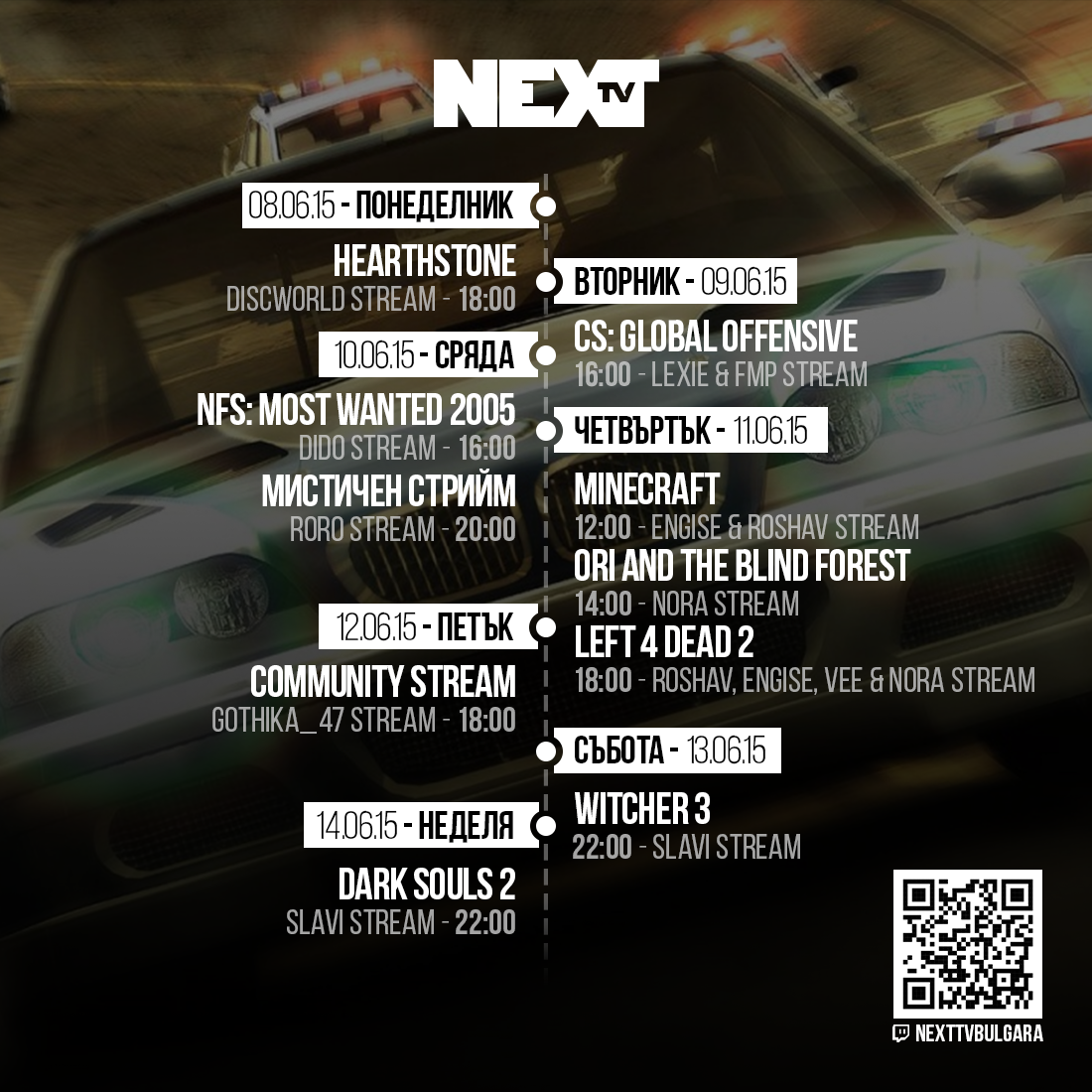 NextTVBulgaria's tweet photo. Ето я и програмата за седмицата: @vilencee , @rorovk , @GamerBG , @Xencaye са тук на http://t.co/BPZiXr7AQ9 #NextTVbg http://t.co/SCIZdMfrqq