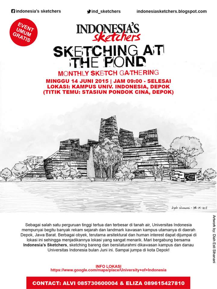 Yang ada di Jakarta, Depok dan sekitarnya...silakan disimak. Ayo sketching bersama...14 Juni 2015 jam 9 pagi.