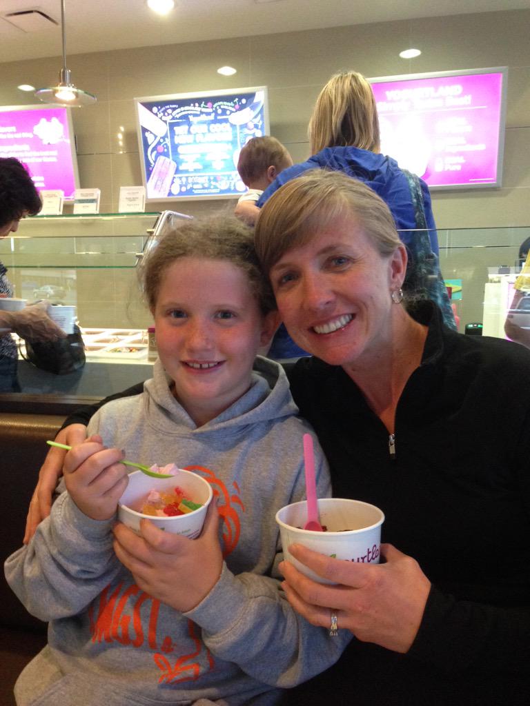 RyanRowlette's tweet image. What better way to celebrate her first swim meet than with FroYo. Such a sweet girl, and a lucky dad.