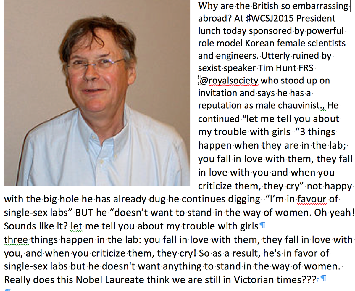 Tim Hunt on women