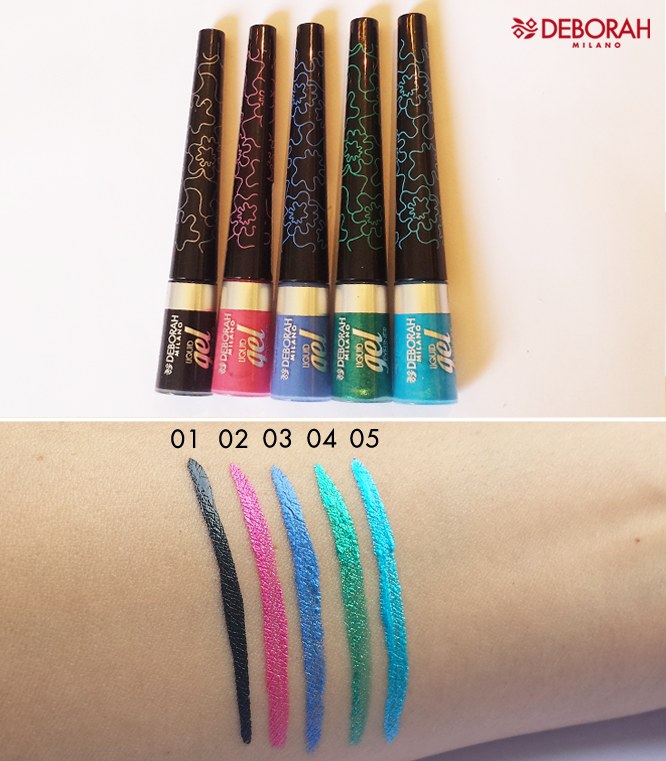 DeborahMilano's tweet photo. Ecco gli swatches dei nuovi #LiquidGelEyeliner della #WaterEffectCollection Quali sono i colori che preferite? ;) http://t.co/hcrWjrBjr1