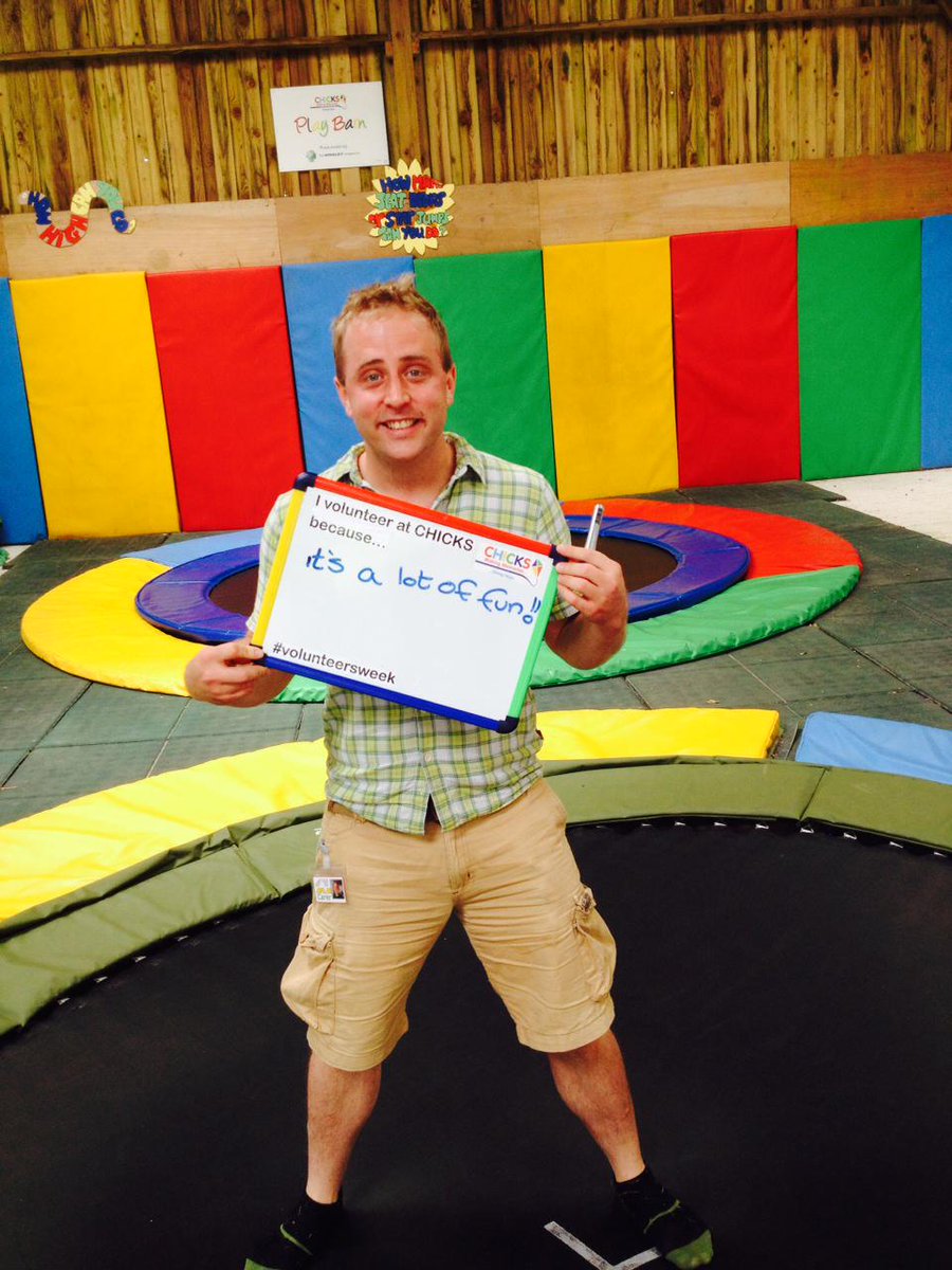 GoBeyondCharity's tweet photo. Al is an amazing volunteer pictured doing one of his favourite things at CHICKS - trampolining!! #volunteersweek http://t.co/F4TYxb17Bu
