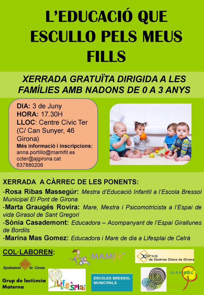 MAMIfitGirones's tweet photo. 3/06 a 17.30h Xerrada #Educació #CCTer #Girona #MAMIfit #fills #filles #nadons http://t.co/5EK1pT5Anm