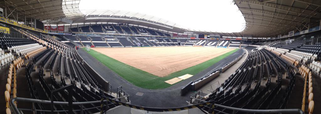 HullCity's tweet photo. PHOTO: And here's a panoramic look across the KC Stadium today as work on the pitch continues ahead of next season http://t.co/HemzeuN4Jx
