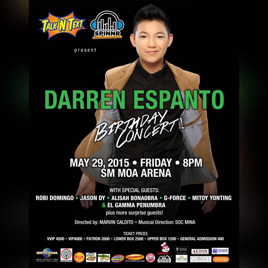1DARRENaticsSMC's tweet photo. Show your support to Darren by dropping by the MOA Arena on Friday... Bka may surpresang naghihintay. 💚 http://t.co/PAup2Dr9Pq