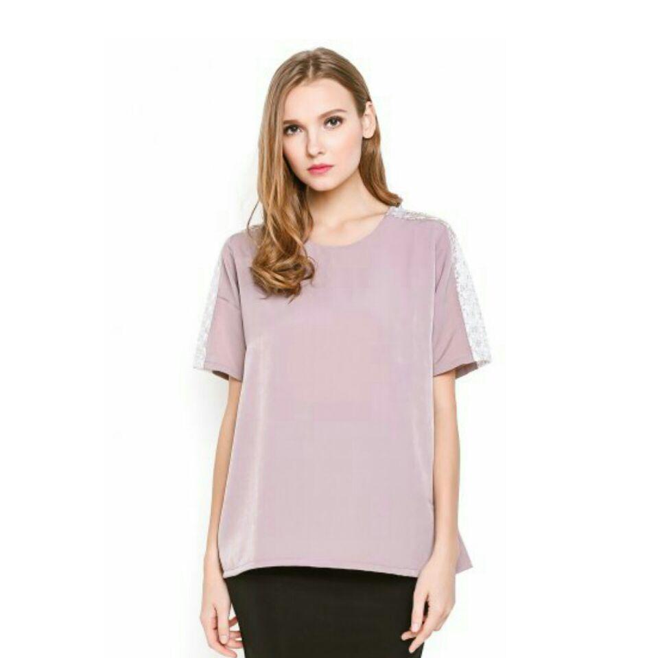 ONE LEFT &amp; SALE!! dusty purple lacey shoulder accent top NOW ONLY IDR 98K (was IDR 115K)