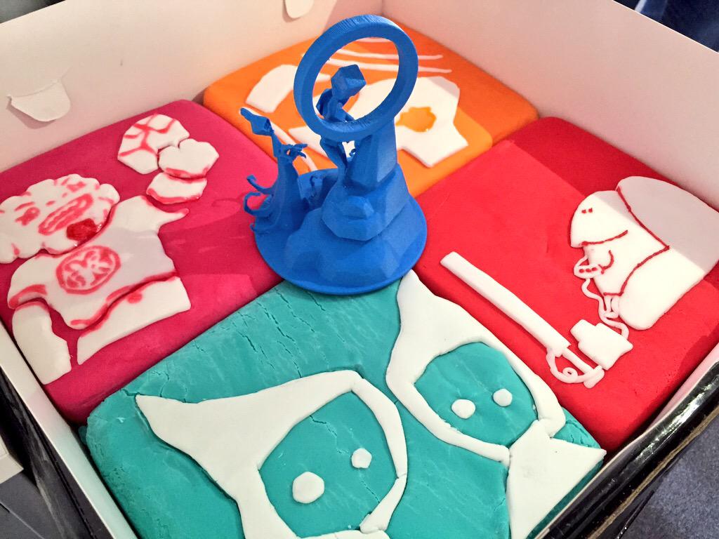 playboundless's tweet photo. We made a cake to represent our current and past projects @polycraftgame @MissTakeGame @turbulenz 🍰 http://t.co/rDXKjbNf87