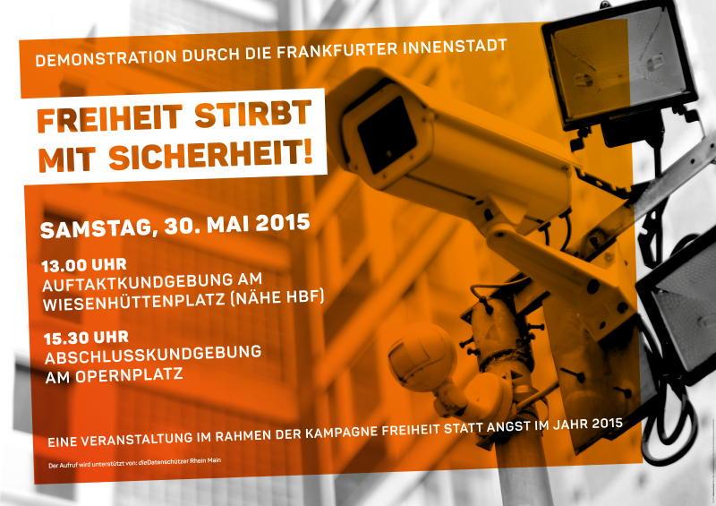 frecklesfairy's tweet photo. 30. Mai: 13 Uhr in #Frankfurt
Demo: "Freiheit stirbt mit Sicherheit"
Kommt zahlreich!!
#VDS #bnd #nsa #FSA http://t.co/hkgPYtQPRR
