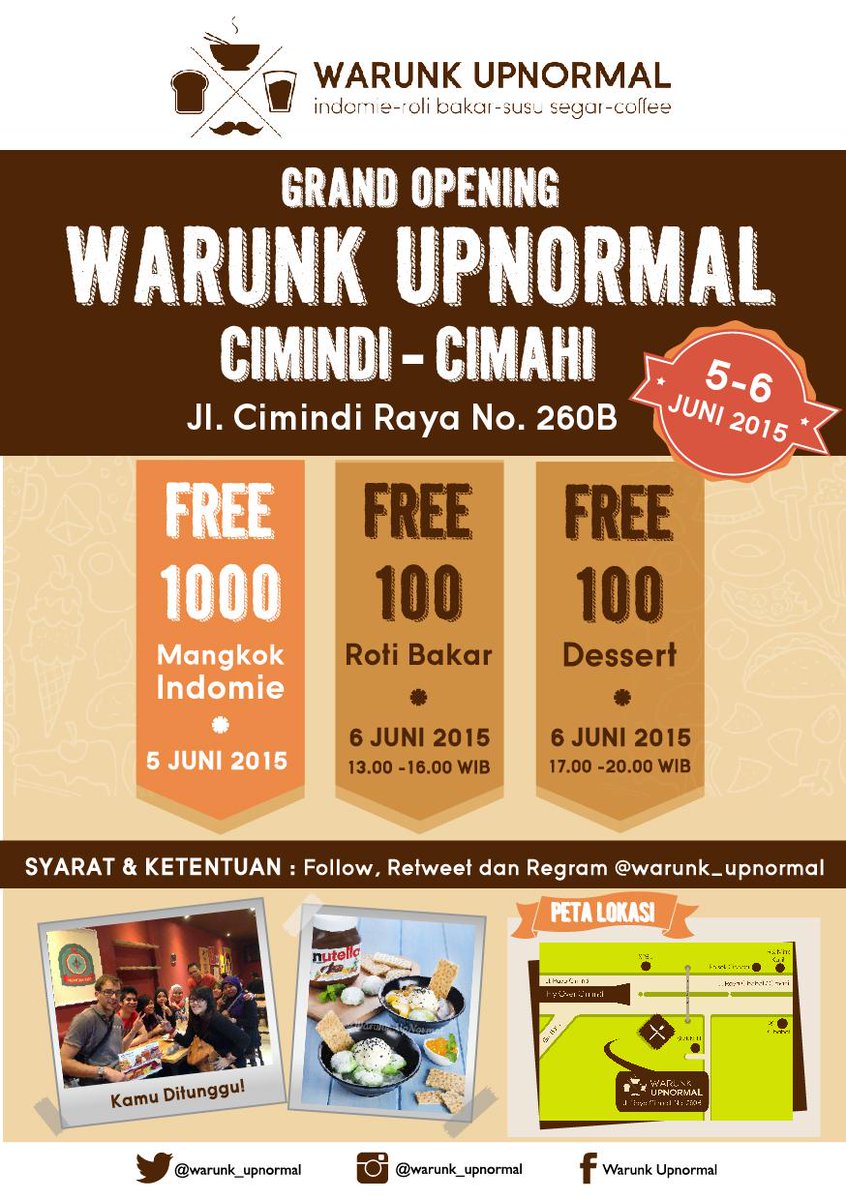 infobdg's tweet photo. FREE 1000 Mangkok Indomie CUMA HARI INI di @warunk_upnormal CIMINDI CIMAHI. Syarat nya Follow RT &amp; Regram ya :) http://t.co/xJcRiJDyDD