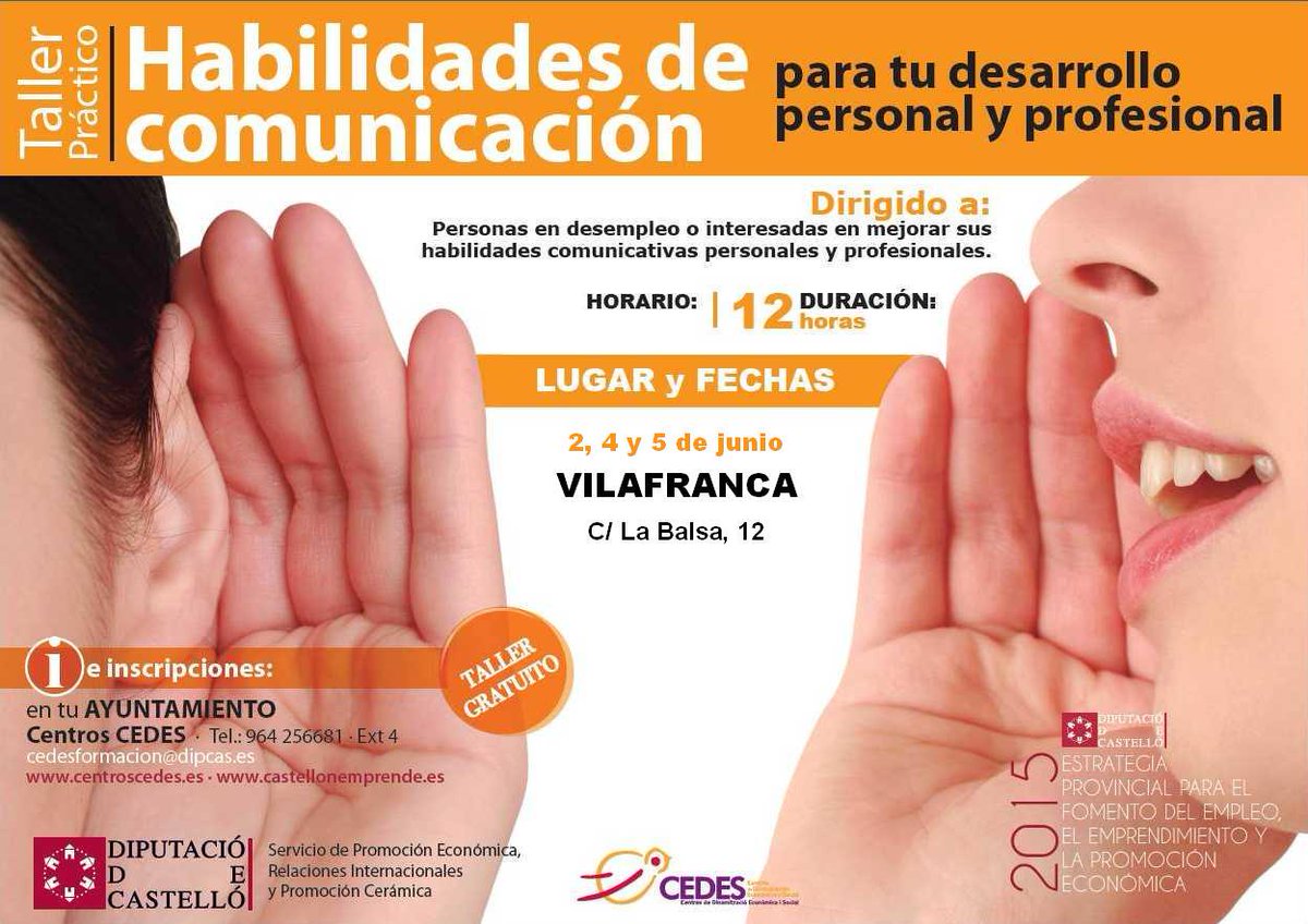AODL Vilafranca-Manc. Els Ports Informa. Curs d'habilitats de comunicació + info al cartell.
