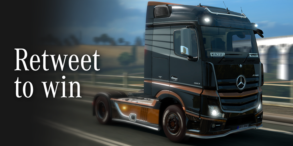 DaimlerTruckUK's tweet photo. To celebrate the launch of new #Actros in @SCSsoftware's #ETS2 we have 3 copies to give away! RT &amp; Follow to #WIN http://t.co/xXhmYfV2da