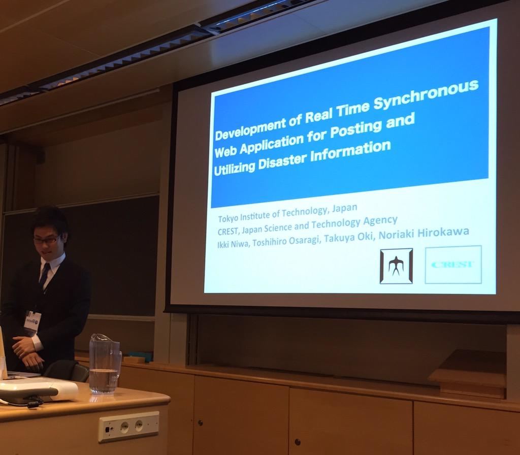 Ikki Niwa discusses real time disaster info web app <a href="/iscram2015/">ISCRAM2015</a> (1st present in English!)
