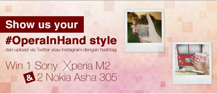 infobatu's tweet photo. Upload foto @opera_id In Hand diTwitter/Instagram hashtag #OperaInHand hadiah Sony Experia M2 http://t.co/0yBTEiV9Ur http://t.co/upV3B0numt