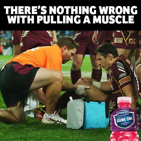 MaximusAust's tweet photo. Thanks to Maximus 'Game On' with Horny Goat Weed- Pulling a muscle never felt so good #stateoforigin #blues #maroons http://t.co/Q7486GIJUM