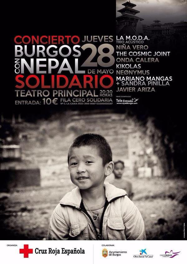 CruzRojaBurgos's tweet photo. Te recordamos que mañana se celebra el Concierto Solidario #BurgosConNepal. Aún puedes comprar  tu entrada @ConNepal http://t.co/WRNls6s3NV
