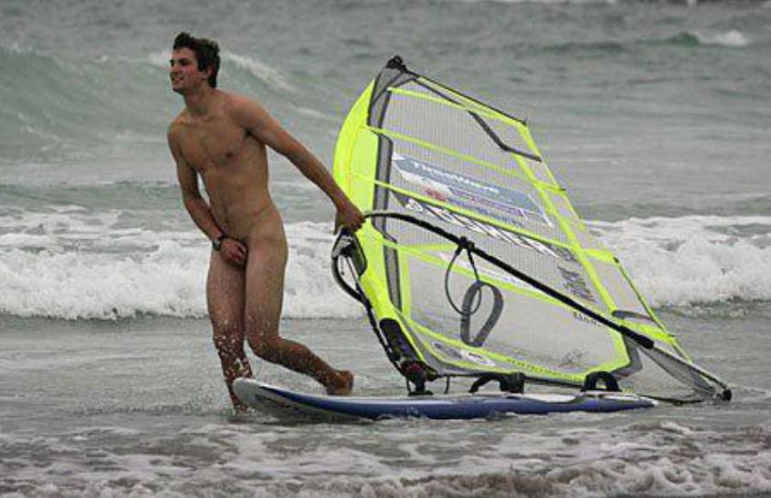 A Naked Surfer In Park Slope.