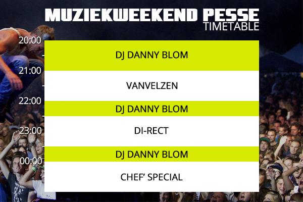 Muziekweekend blokkenschema! <a href="/VanVelzenMusic/">Roel van Velzen / VanVelzen</a> <a href="/Di_rectMusic/">DI-RECT</a> <a href="/DannyBlom/">Danny Blom</a> <a href="/ChefSpecial/">Chef'Special</a>