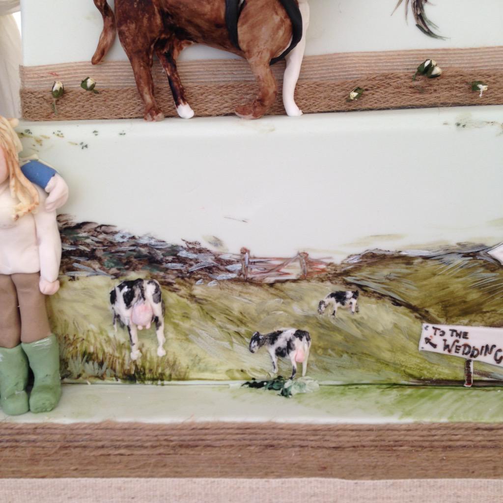 LottiesCakeCo's tweet photo. Very personal painted wedding cake from the weekend past #farming #wedding #WeddingWednesday http://t.co/tLvDPRvwai