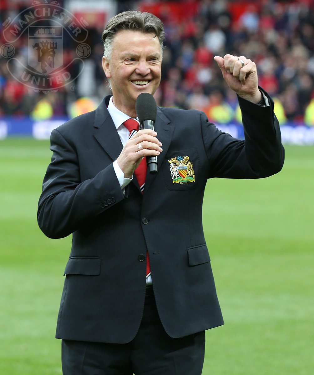 ManUtd's tweet photo. Louis van Gaal - 10 great moments from 2014/15: http://t.co/ZDQHV7j5og http://t.co/XlWWZ8JxfS