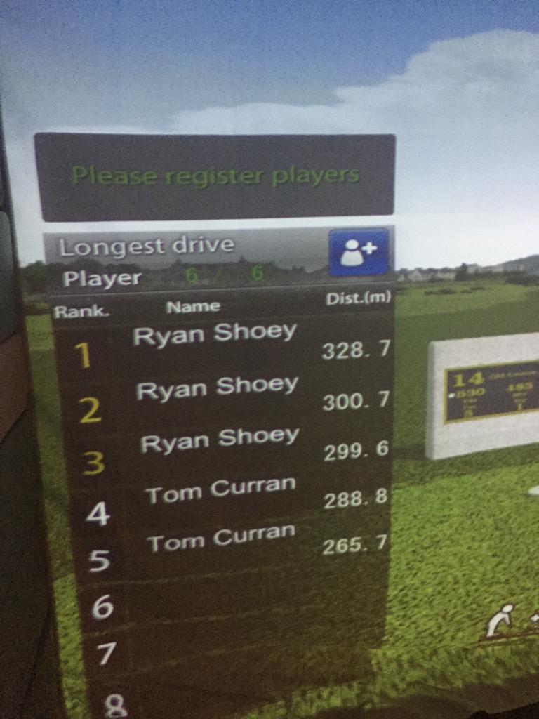 Long Drive Comp on now <a href="/XGolfMalvern/">X-Golf Malvern</a> <a href="/Ryan_Schoey/">Ryan  Schoenmakers</a> started well! <a href="/RoryDoran/">Rory Doran</a> @MarkAllenSEN Dozen balls if you beat 328m
