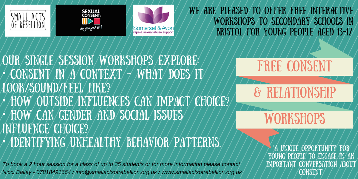 smallrebellion's tweet photo. Hi @Clifton_College Check out our FREE workshops with @pauseplaystopUK for secondary schools on Consent&amp;Relationships http://t.co/jVDr3GTfUO