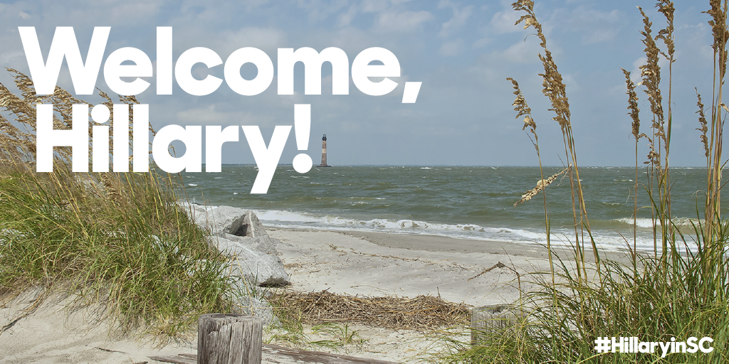 HillaryforSC's tweet photo. Hillary's on her way to South Carolina! RT this to welcome her, and follow along with her trip here!  #HillaryInSC http://t.co/mKd5BoVSMO