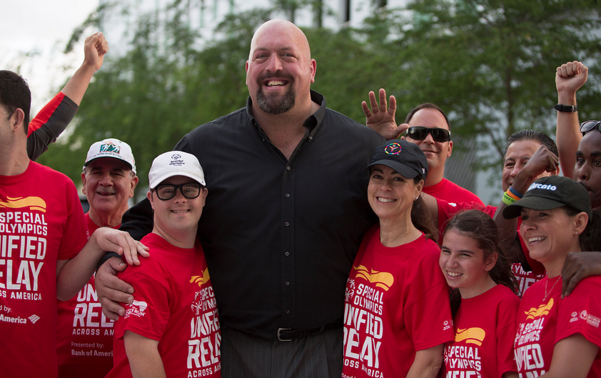 TimShriver's tweet photo. Proof that when you put @SpecialOlympics together with @WWETheBigShow you get BIG FUN! Follow along w/ #UnifiedRelay! http://t.co/C9plXln5fu
