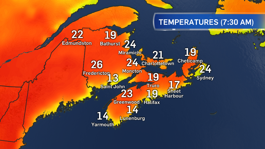 CindyDayWeather's tweet image. Quite a AM! We're quickly moving into record territory.  Watch @CTVAtlantic tonight to see who wins hot spot honours.