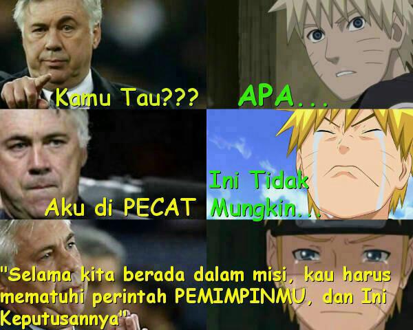 Naruto pun ikut menangis, ketika tau Mr.Ancelloti di pecat :(
#GraciasMr.Ancelloti