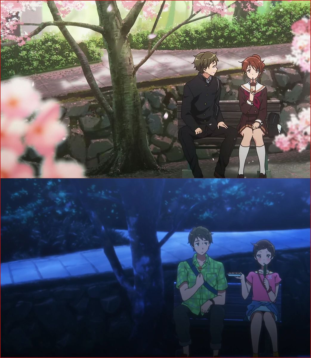 ｪ Di Twitter 響け ユーフォニアム 8話 いつも久美子と秀一が並んで座っているベンチだって事を 別の駅で降りる葉月はきっと知らないんだろう Anime Eupho 響けユーフォニアム Http T Co Ca8t2a3gje