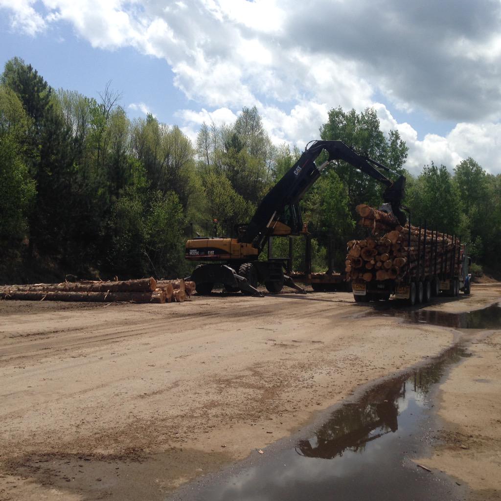 Sign of summer.  Wood is starting to arrive at the mill after break up. <a href="/WorkingForest/">The Working Forest</a> <a href="/toromontcat/">Toromont Cat</a>