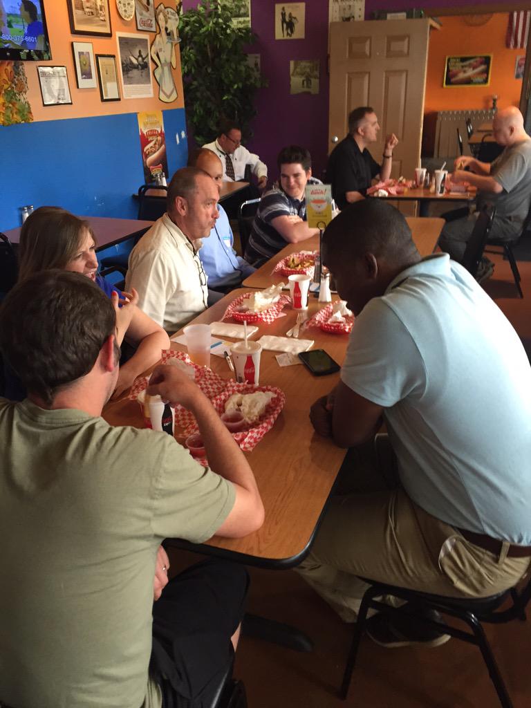 letsdolunchapp's tweet photo. Norcross #lunchclub @Dog Days! Yay for hotdogs, laughter, and wacky conversation. http://t.co/wFU4ESwQSh