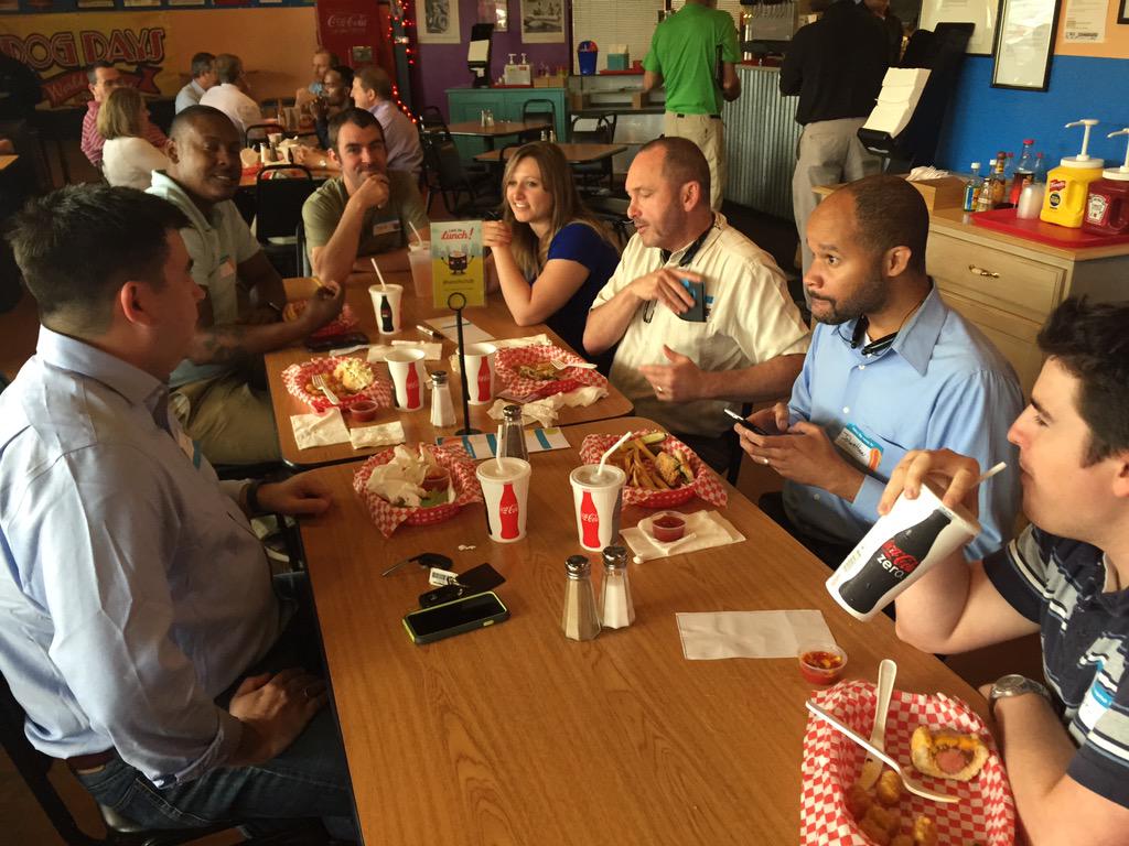 letsdolunchapp's tweet photo. Norcross #lunchclub @Dog Days! Yay for hotdogs, laughter, and wacky conversation. http://t.co/wFU4ESwQSh