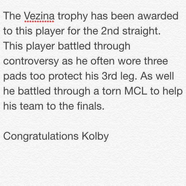 IFHL_Skss's tweet photo. The Vezina Trophy(Top Goalie) @1ScoobyP http://t.co/Da6sD7jGKV