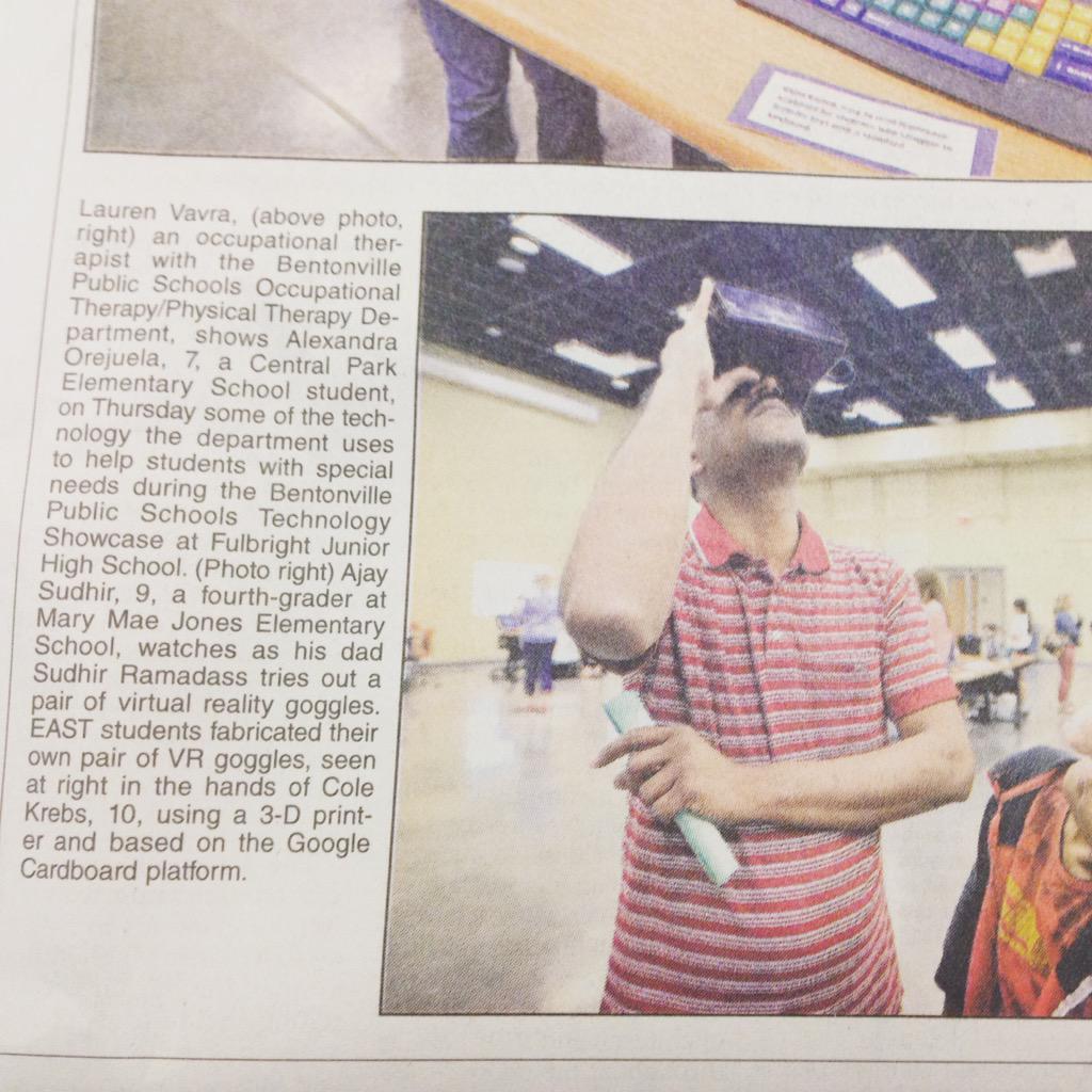 The Northwest Arkansas Democrat Gazette published an article about our fabricated 3-D printed VR goggles! #technology