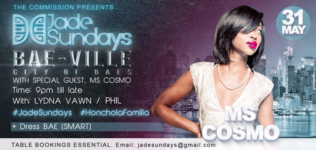 TheCommission__'s tweet photo. This week, we welcome you to #BaeVille with special guest @MsCosmoDJ #JadeSundays http://t.co/HJr7fdzQ6u