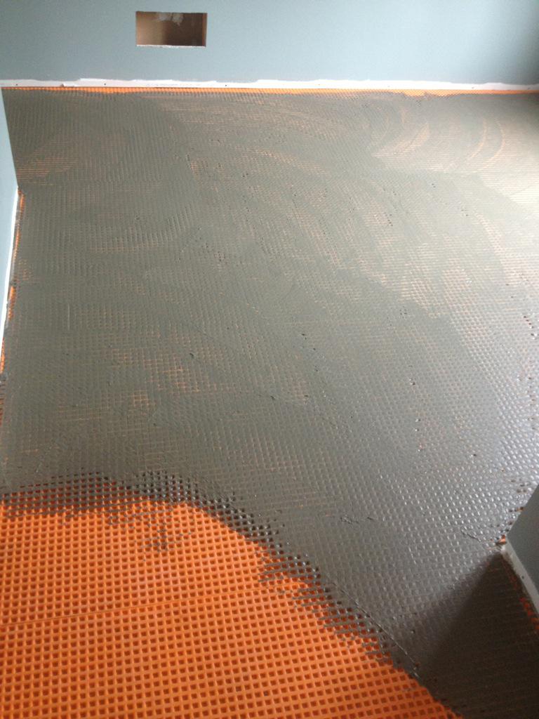 CustomTileWork's tweet photo. Scratch coating #XLditra in preparation for tomorrows tile setting. #schluter #tile #tiling #ditra #ceramics http://t.co/qz3tTvpAiF