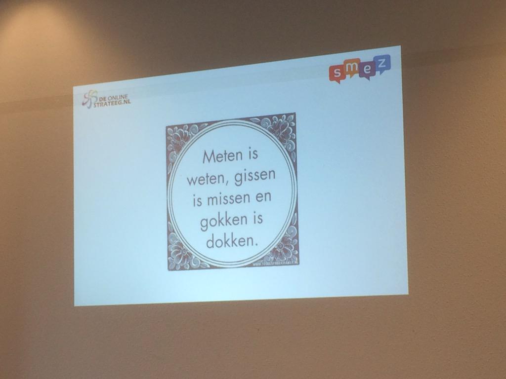 Eye-opener bij #masterclass analytics: geen activiteit meten op social media kost je geld. #strategie #SMEZ #doelen