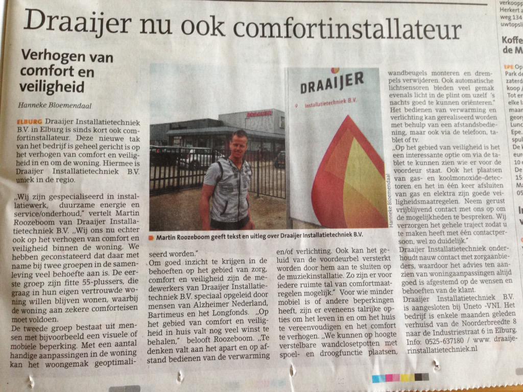 Draaijer_BV's tweet photo. Mooi artikel in de @Veluweland #Elburg #comfortinstallateur @unetovni http://t.co/oiLt1iPvXy
