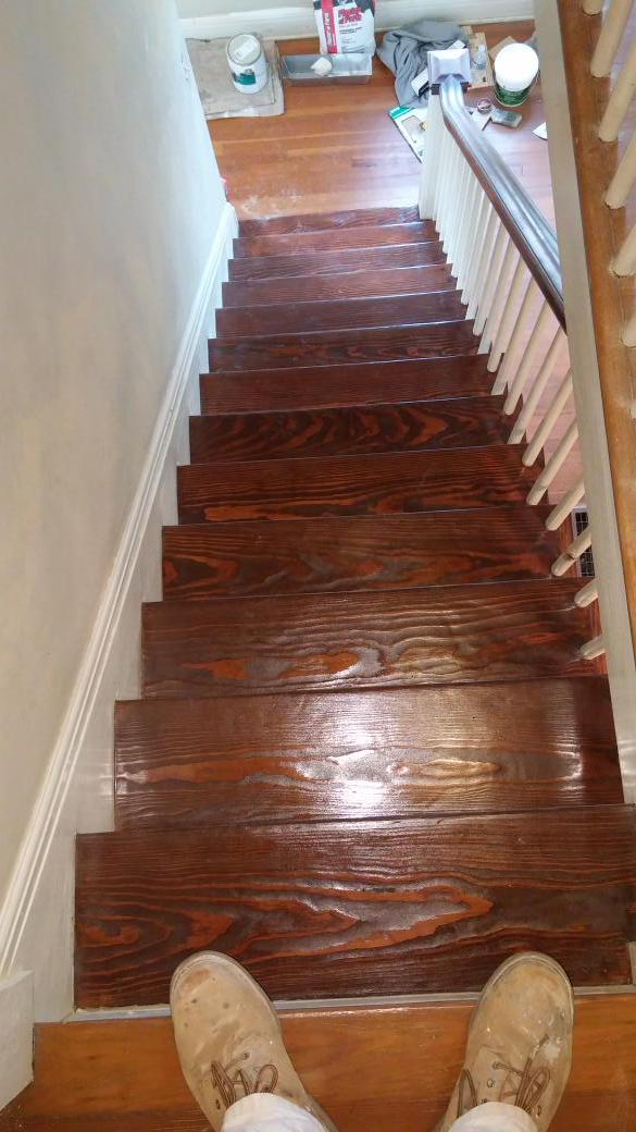 ProPaintersPgh's tweet photo. Strip em and stain em! Brand new stairs. http://t.co/cWw1ZsoLQZ