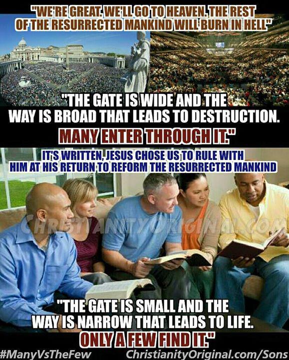 XianityOriginal's tweet image. #GoOriginal Jesus said, "Many are called. Few are chosen. #Onlyafew find the #NarrowWay." … on.fb.me/1GEmqNU