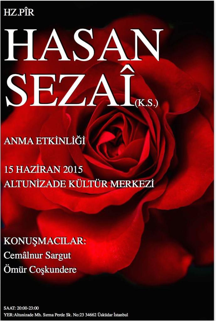 minesalan's tweet photo. Hz Pir Hasan Sezai Anma etkinliği 
15 Haziran 2015 saat 20:00-23:00 http://t.co/vAjSJ1JmNp
