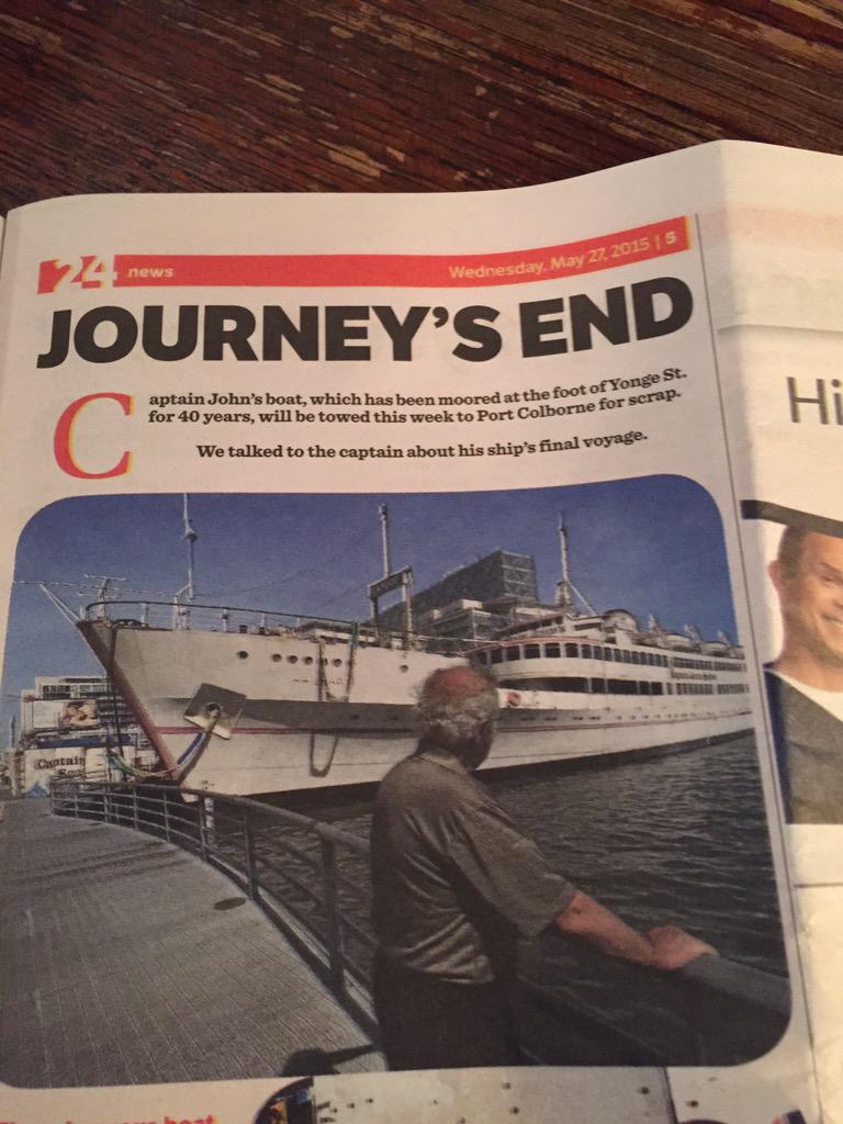 Good_cos's tweet image. Floating landmark leaves TO. Pay homage to Capt John Letnik. His legacy gone to the scrap yard. #respect #TOlegend