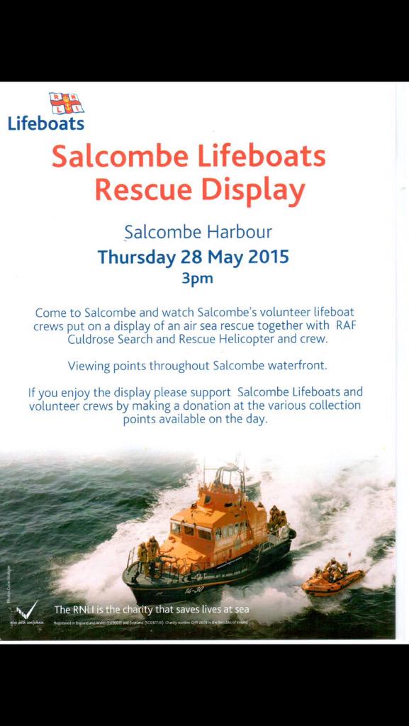 RNLISalcombe's tweet image. The best viewing will be from Cliff Gardens &amp;amp; @SalcombeYClub tomorrow at 3pm for our final exercise with #771NAS