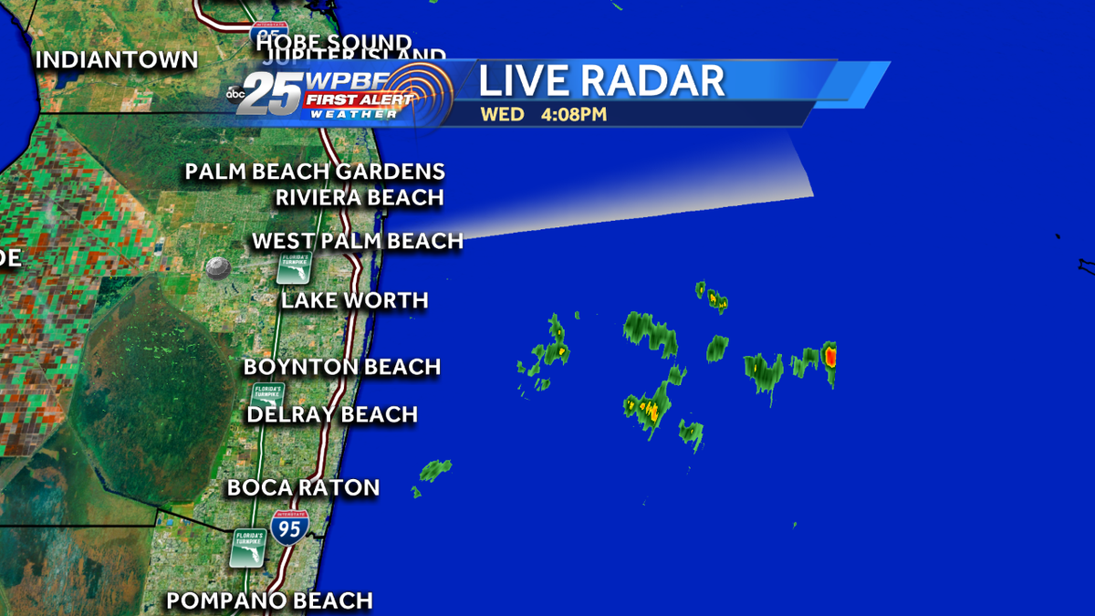 wpbf_mike's tweet image. Showers popping off the coast. Movement to the west at 15 to 20 mph #showers #wpbf25news #quickShower