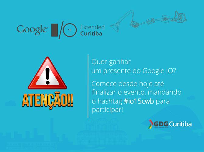 novaski97's tweet photo. Amanhã é o grande dia, o dia do Google I/O 2015 Extended Curitiba. Atenção para os sorteios que ocorreram!!! #io15cwb http://t.co/9SXcurrJd7