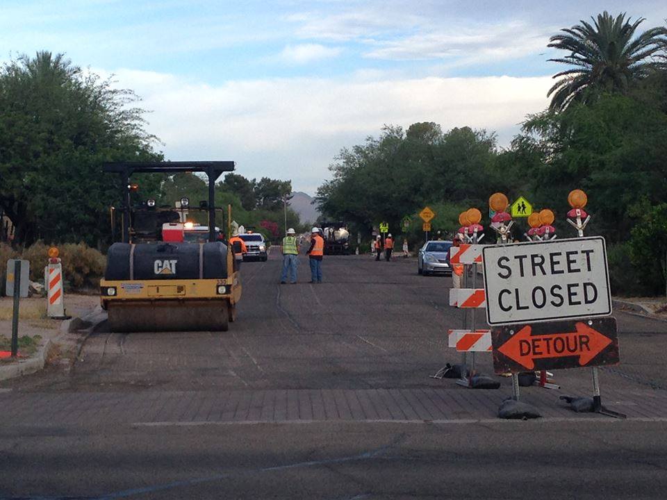 Re-paving in the works on the Third Street Bike Blvd this morning!