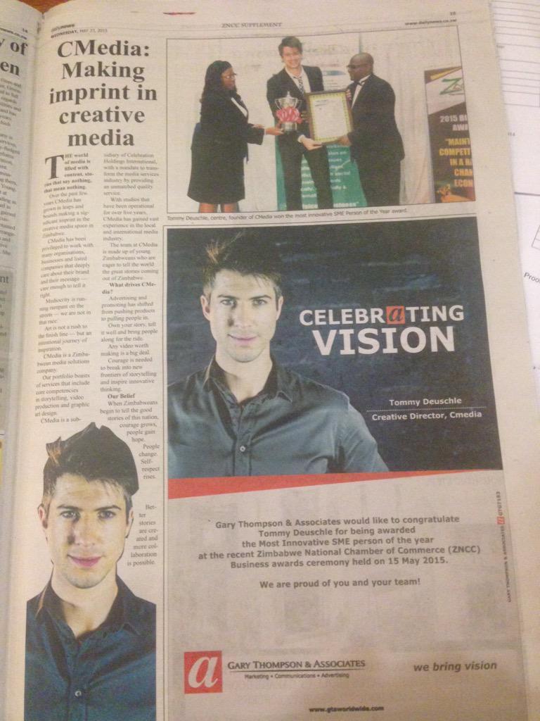 CmediaAfrica's tweet photo. Congrats to the best creative director we could ask for @tommydeuschle for leading the team and winning this award. http://t.co/fF0wsIFu2k