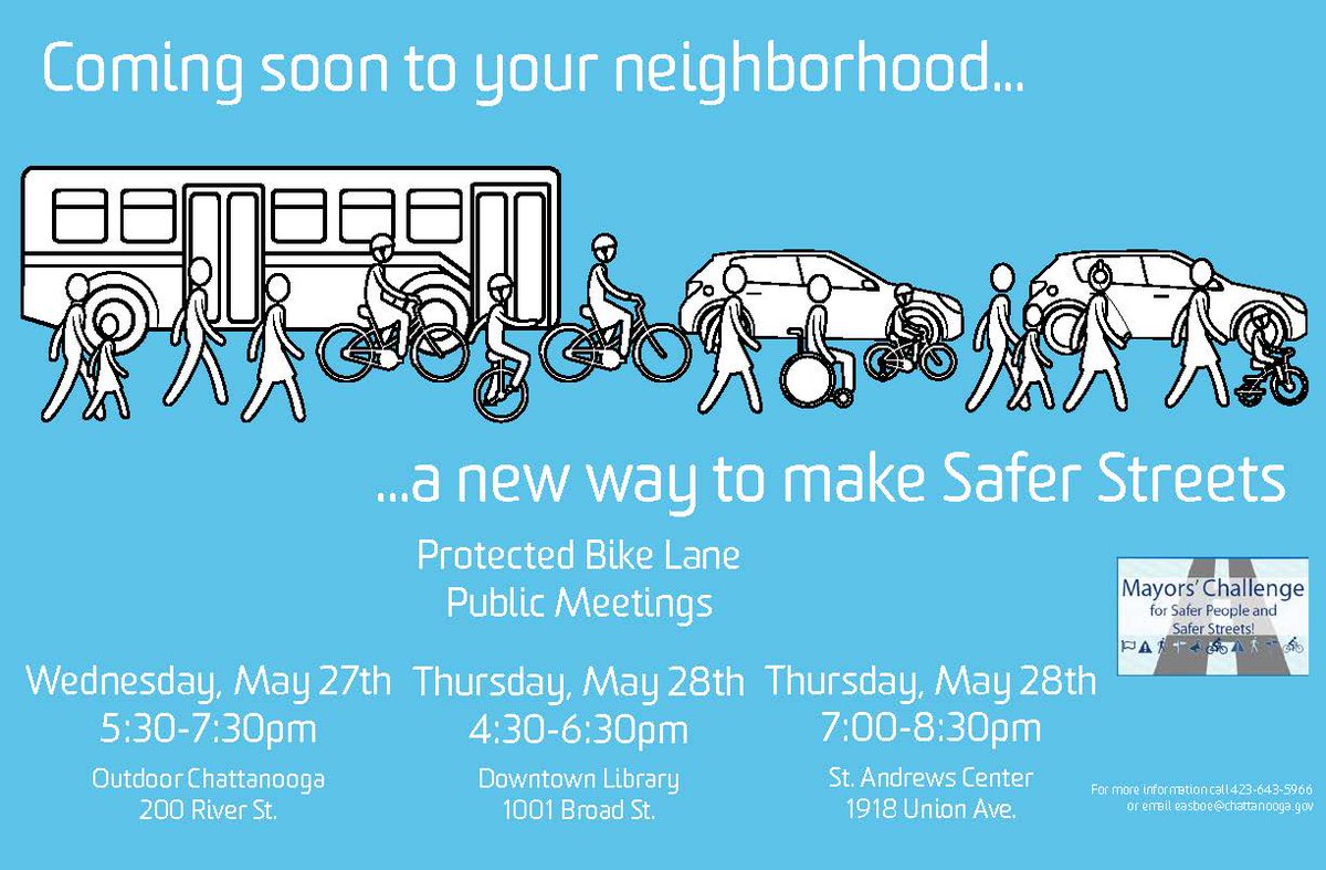 Chattanooga_gov's tweet photo. 5:30 @Outdoorchatt 1 of 3 public mtgs on bike lanes. See how it will connect &amp; make #Chattanooga neighborhoods safer. http://t.co/PXOvcPMy9C