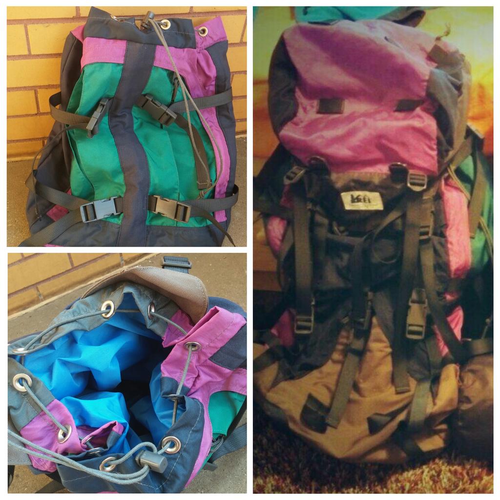 DyslexicLeg's tweet photo. @REI pack reboot: old, broken, 80s pack into new, not broken, still 80s day pack. http://t.co/wWa692vzkf
